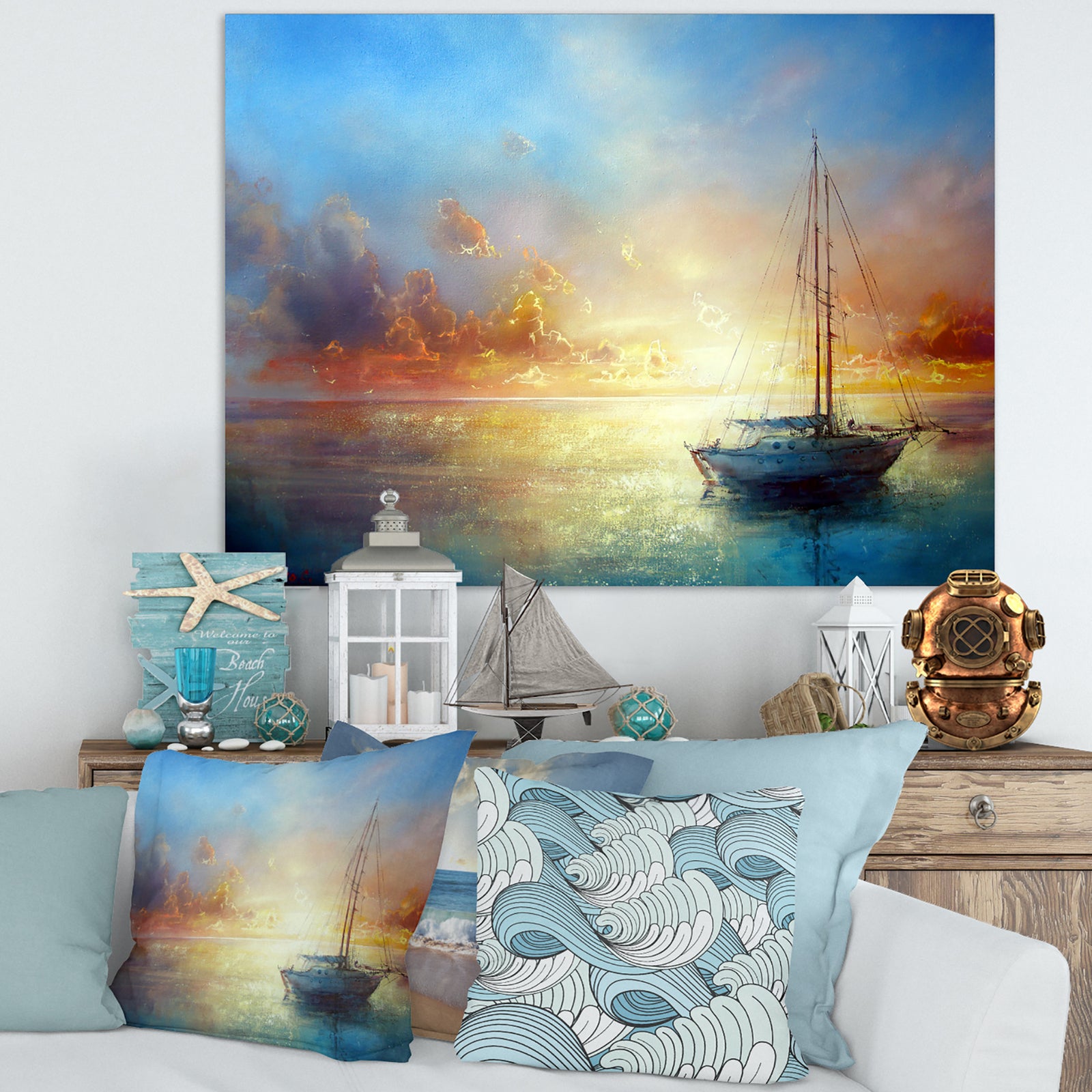 Seascape Pier - Seascape Painting Canvas Print
