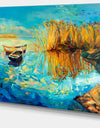 Colorful Lake with Boats - Seascape Painting Canvas Print