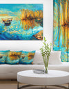 Colorful Lake with Boats - Seascape Painting Canvas Print