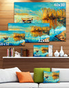 Colorful Lake with Boats - Seascape Painting Canvas Print