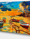 Boats in Beautiful Sea - Seascape Painting Canvas Print