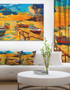 Boats in Beautiful Sea - Seascape Painting Canvas Print