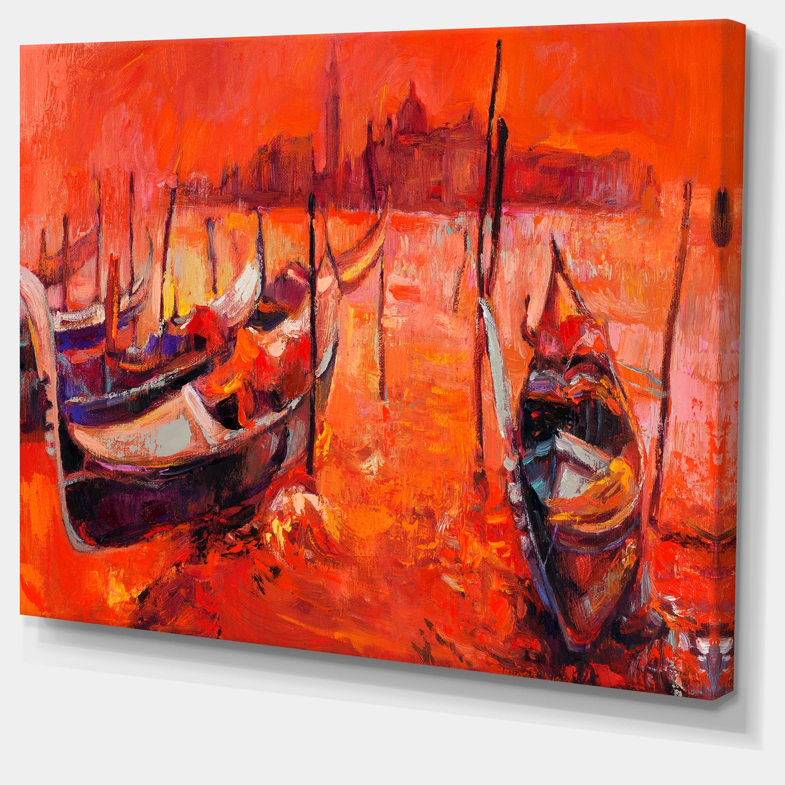 Red Sunset over Venice - Landscape Painting Canvas Print