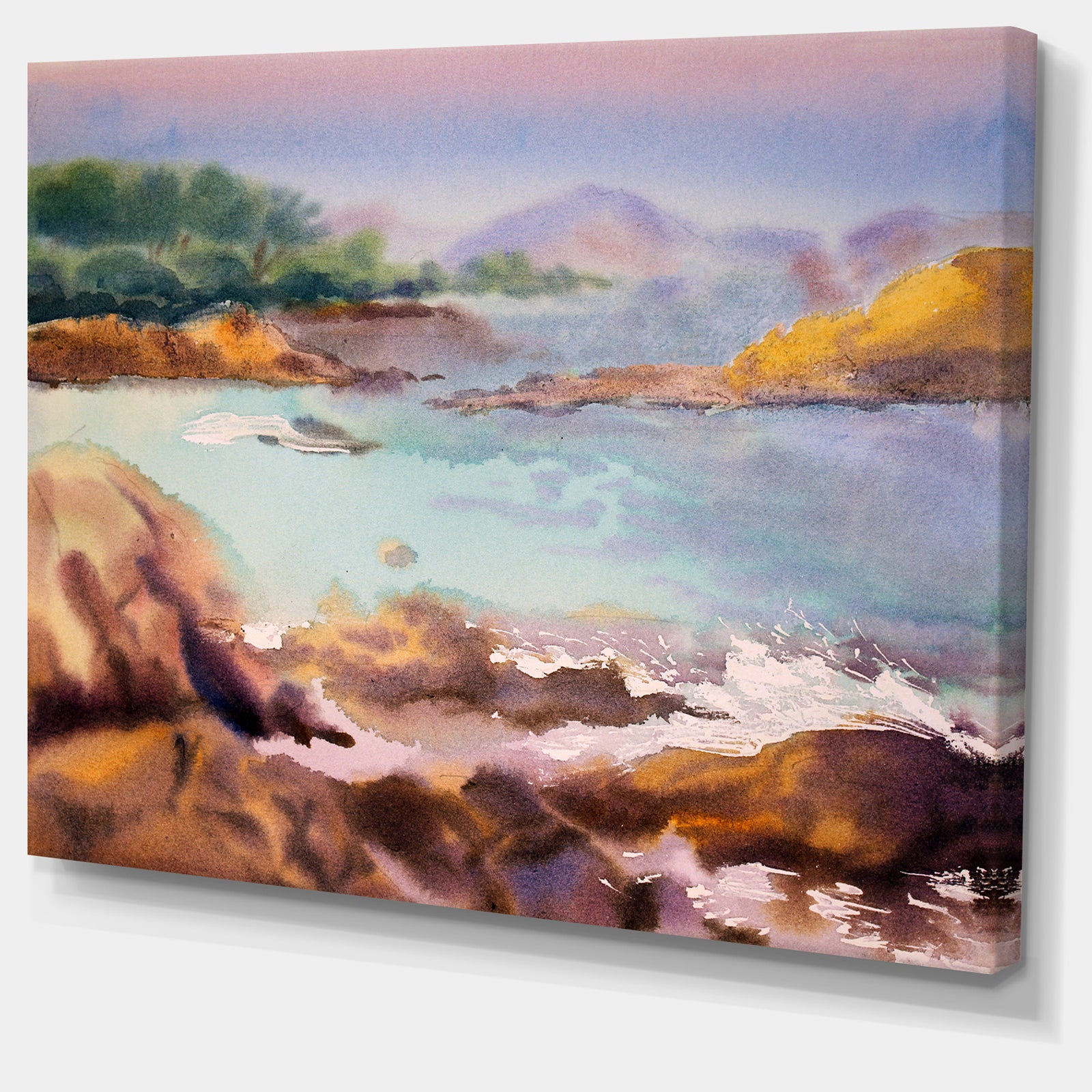 Tranquil Watercolor Waters - Seascape Painting Canvas Print