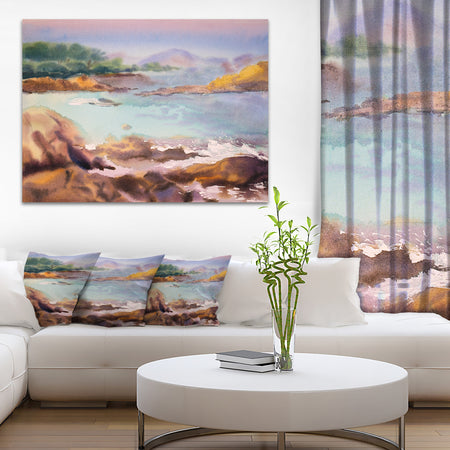 Tranquil Watercolor Waters - Seascape Painting Canvas Print