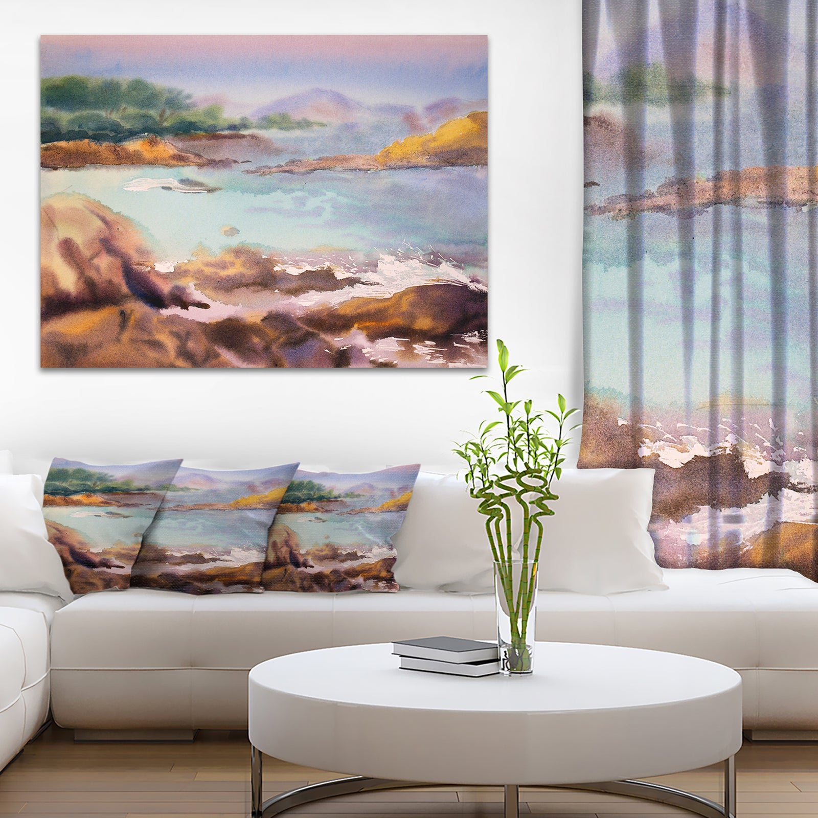 Tranquil Watercolor Waters - Seascape Painting Canvas Print