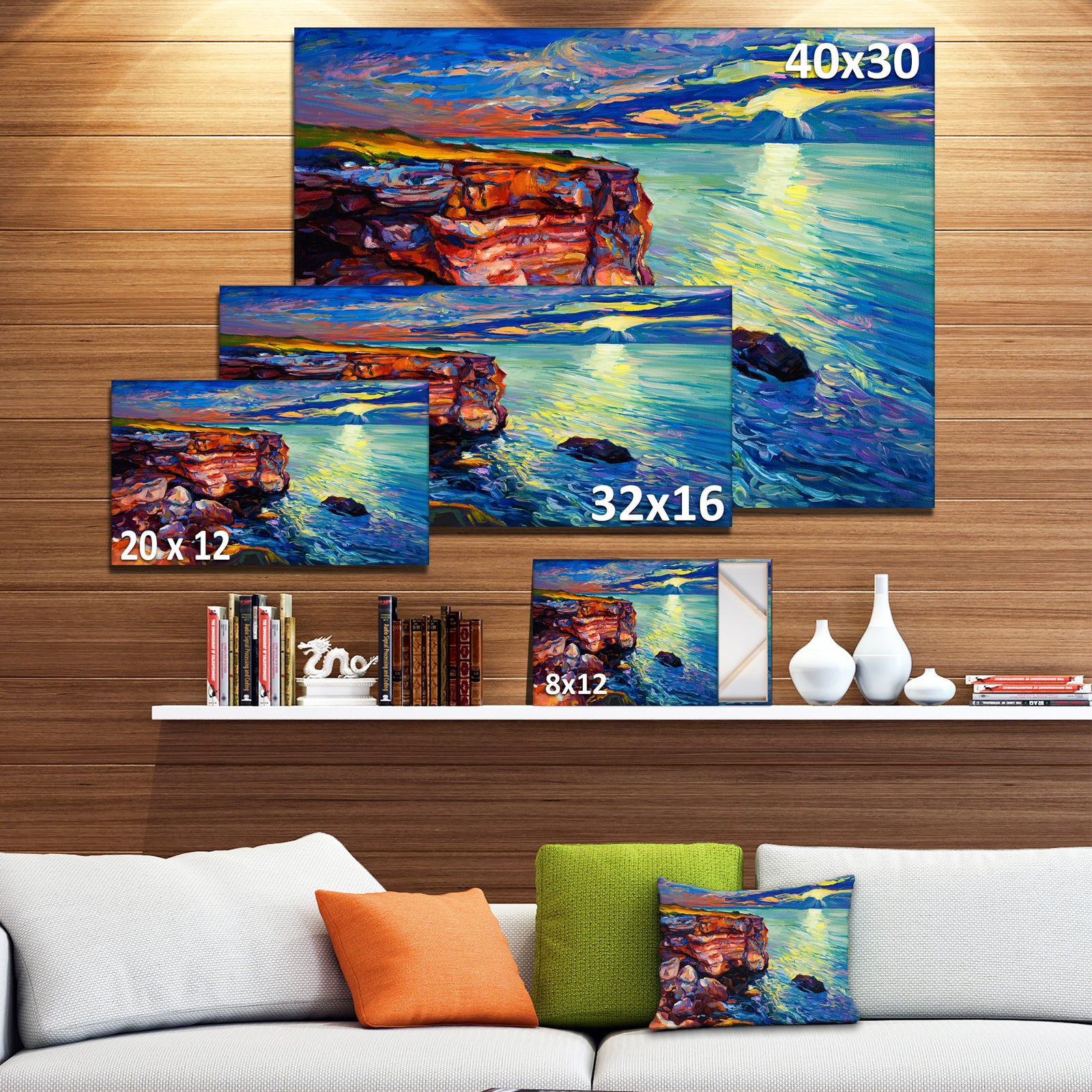 Beautiful Ocean and Cliffs - Seascape Painting Canvas Print