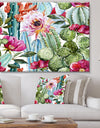 Cactus Pattern Watercolor - Floral Digital Art Canvas Print