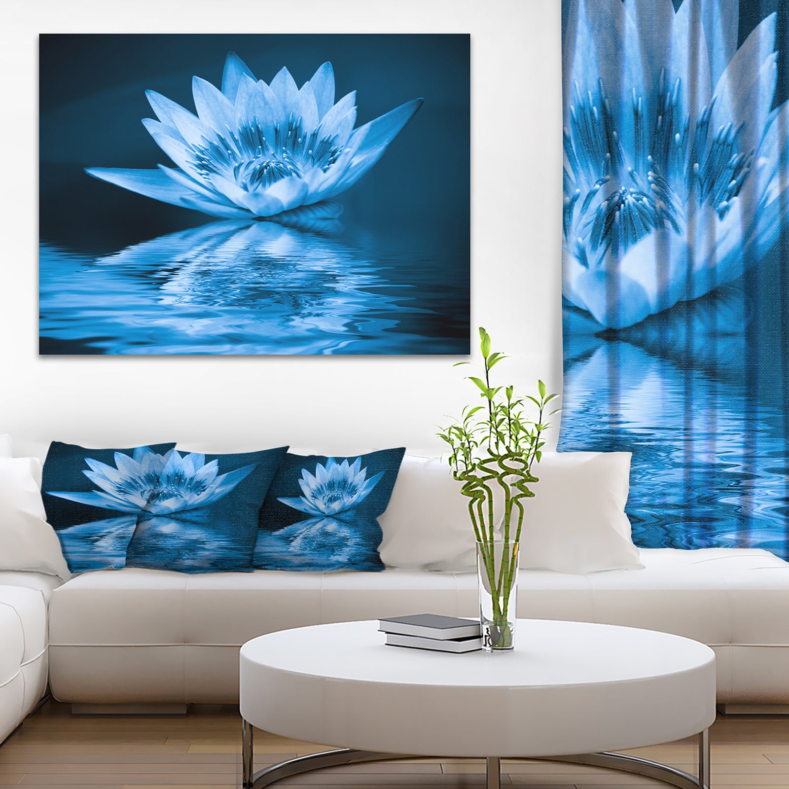Blue Water Lily - Floral Digital Art Canvas Print