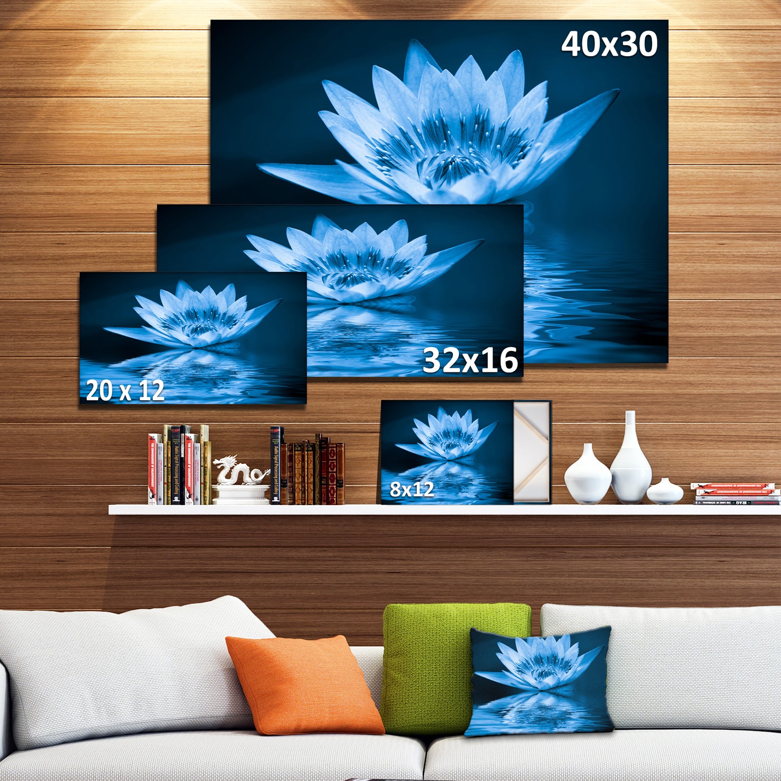 Blue Water Lily - Floral Digital Art Canvas Print