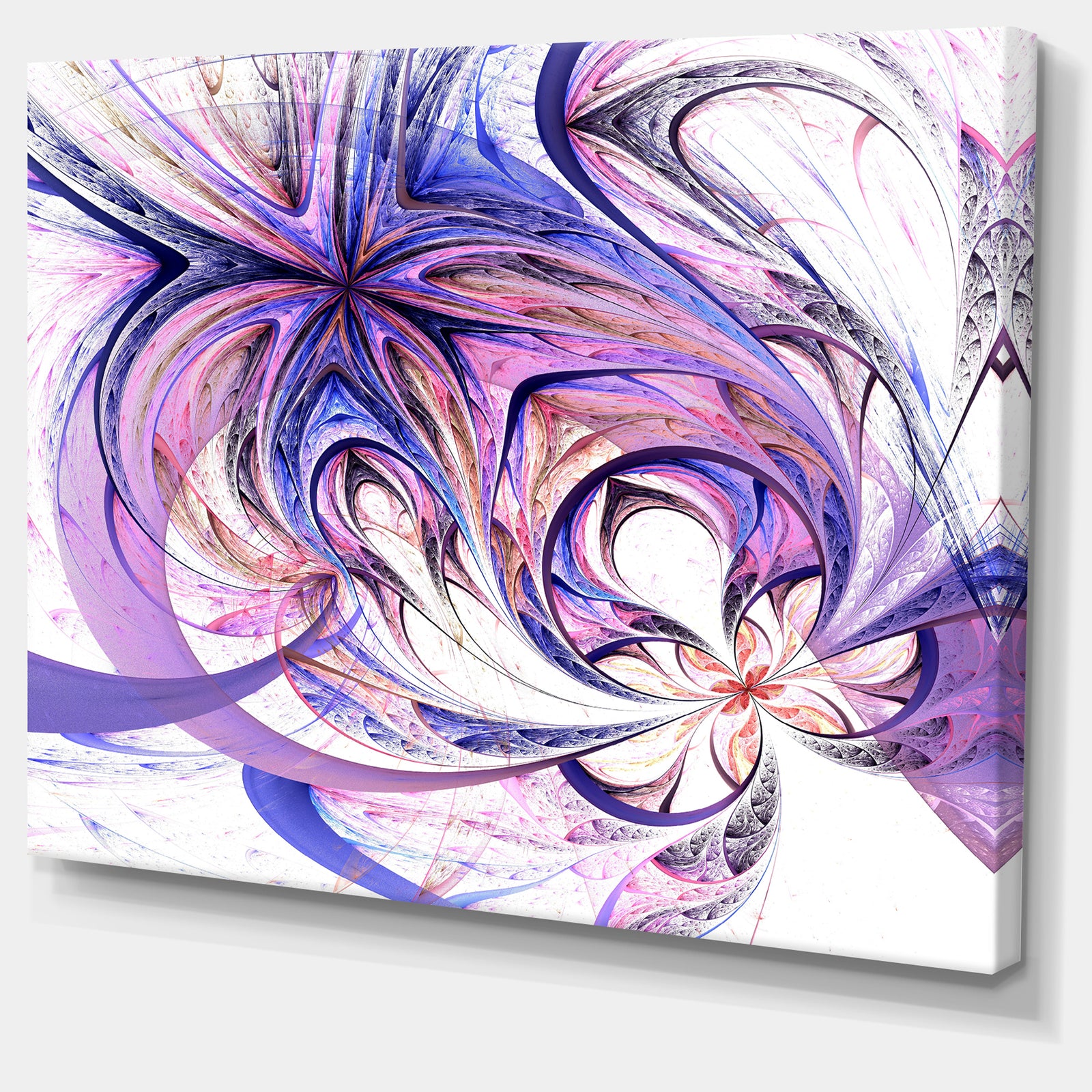 Blue and Pink Flower Pattern - Floral Digital Art Canvas Print