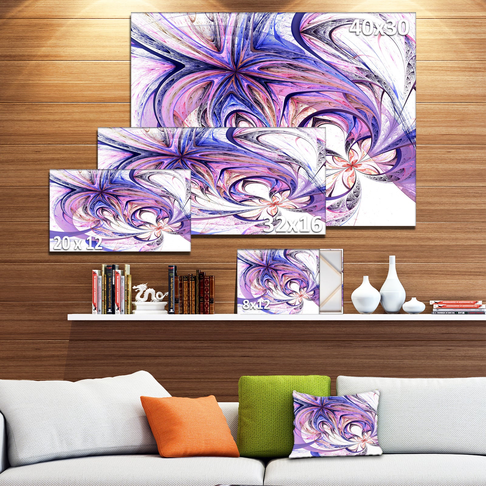 Blue and Pink Flower Pattern - Floral Digital Art Canvas Print