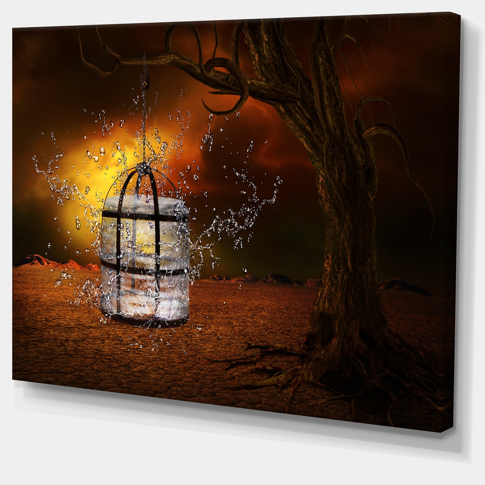 Water Locked Cage - Abstract Digital Art Canvas Print