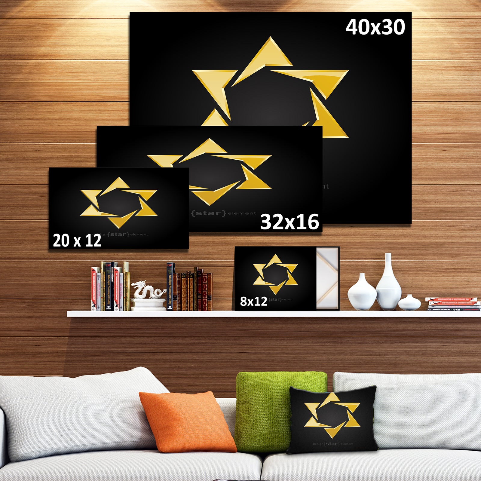 Luxury Golden Star - Modern Digital Artwork Print
