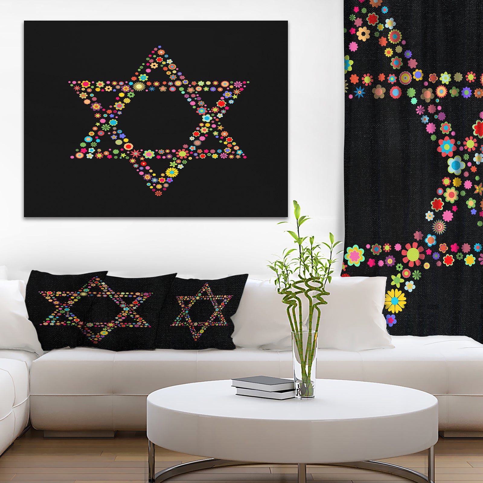 Star of David Shape - Modern Digital Art Print on Canvas