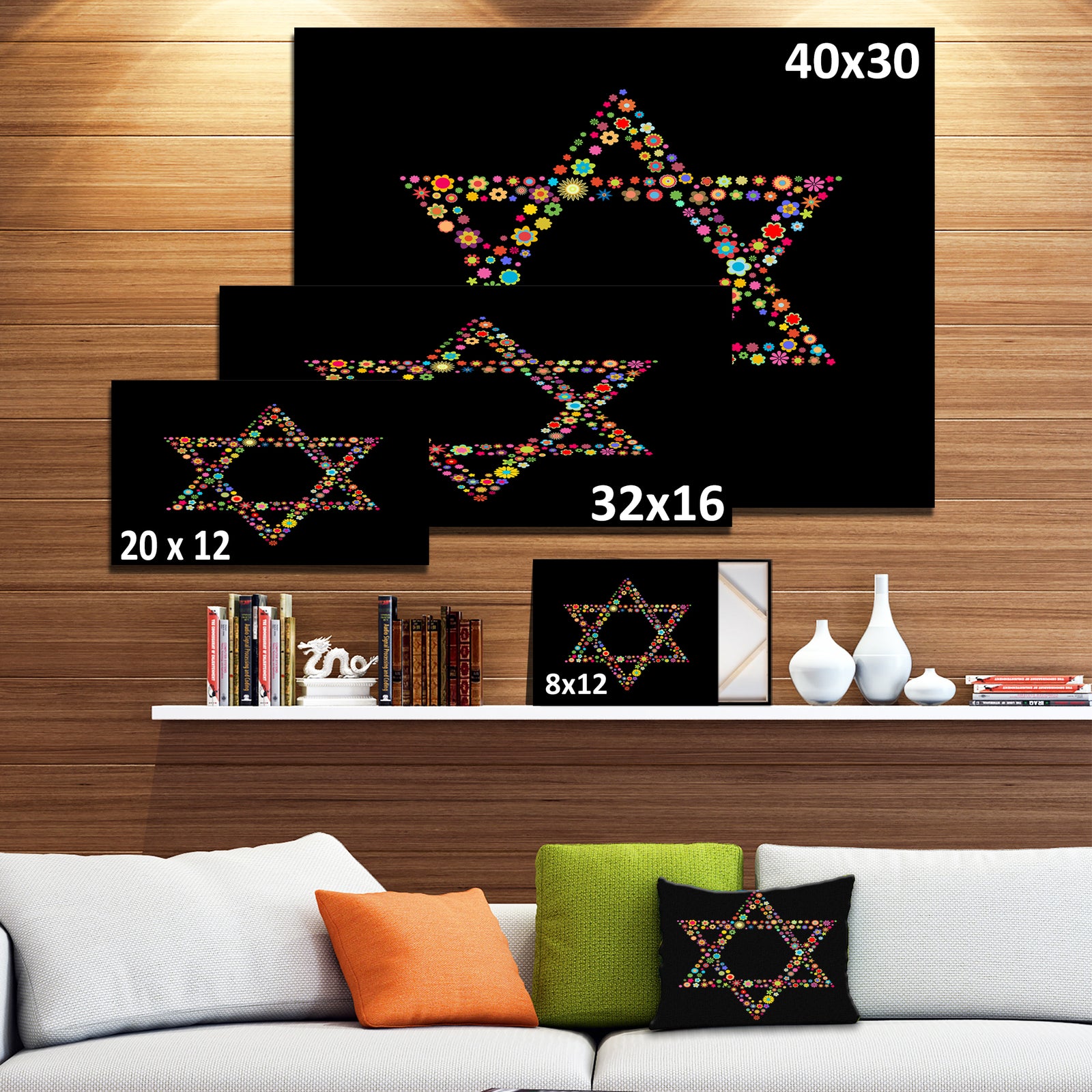 Star of David Shape - Modern Digital Art Print on Canvas