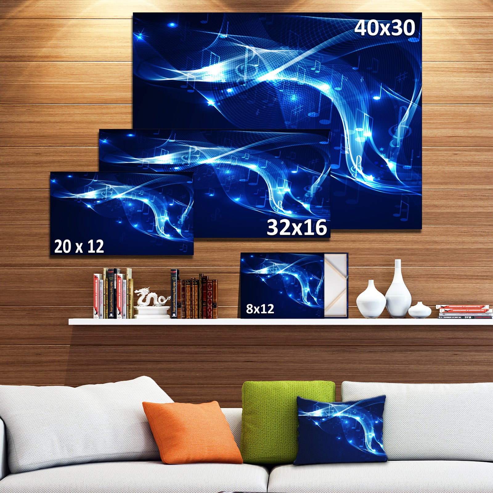 Blue Musical Background - Abstract Digital Art Canvas Print
