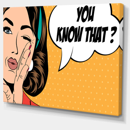 Retro Woman in Comic Style - Portrait Digital Art Canvas Print