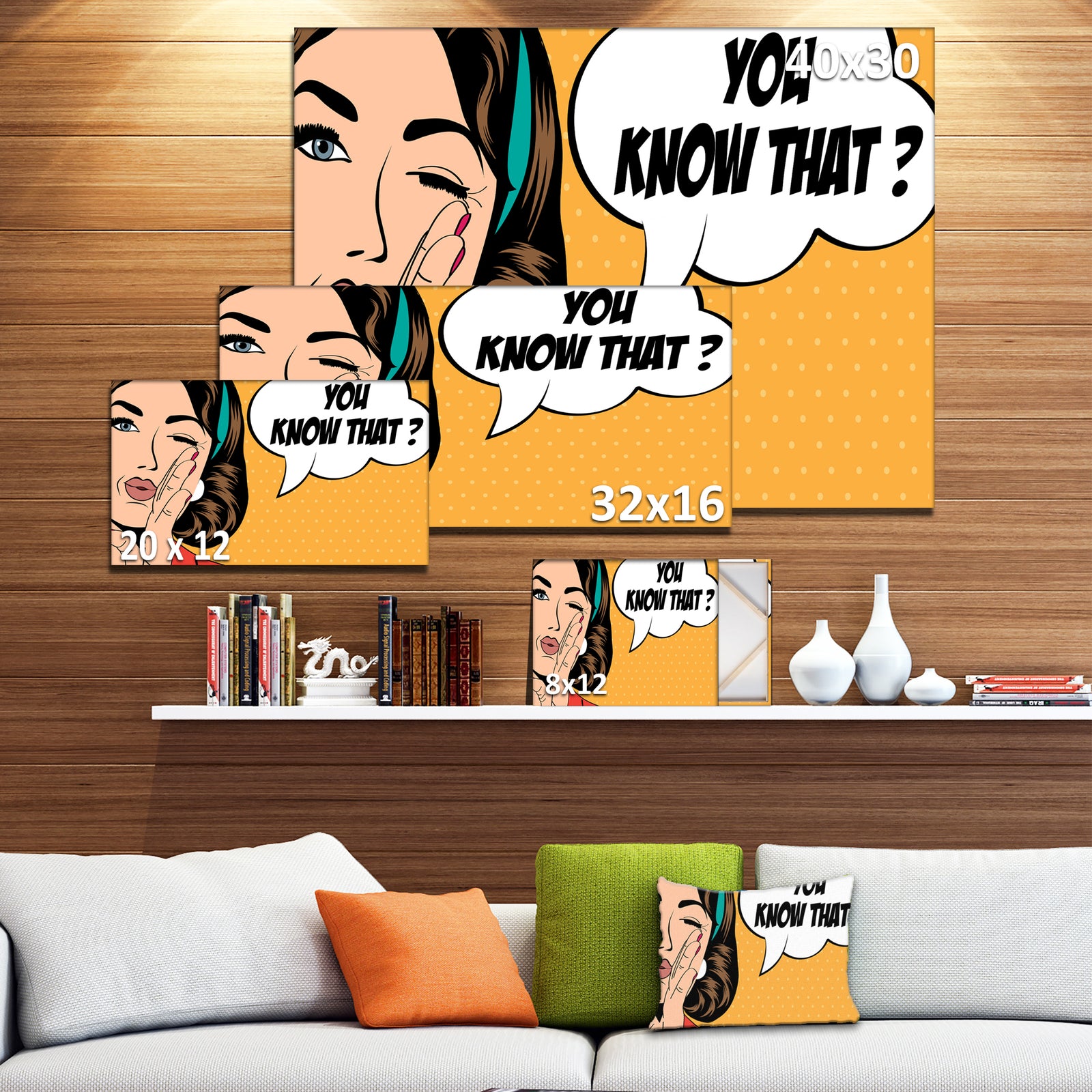 Retro Woman in Comic Style - Portrait Digital Art Canvas Print