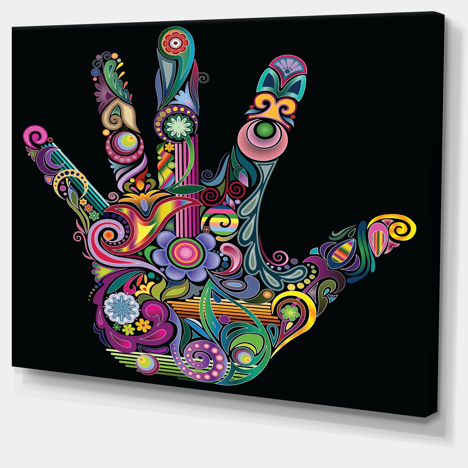 Rainbow Hand with Multi Colors - Abstract Digital Art Canvas Print