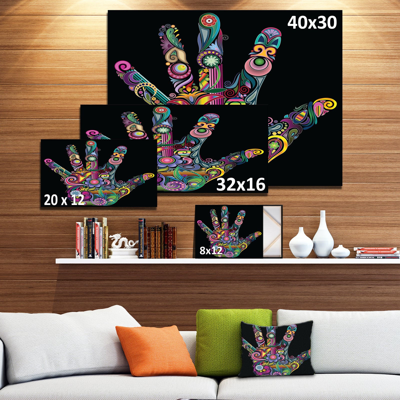 Rainbow Hand with Multi Colors - Abstract Digital Art Canvas Print