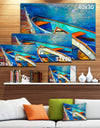 Boats and Pier in Blue Shade - Seascape Painting Canvas Print