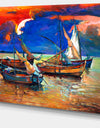 Fishing Boats Under Blue Sky - Seascape Painting Canvas Print