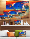 Fishing Boats Under Blue Sky - Seascape Painting Canvas Print