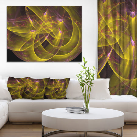 Yellow Fractal Flames - Abstract Digital Art Canvas Print