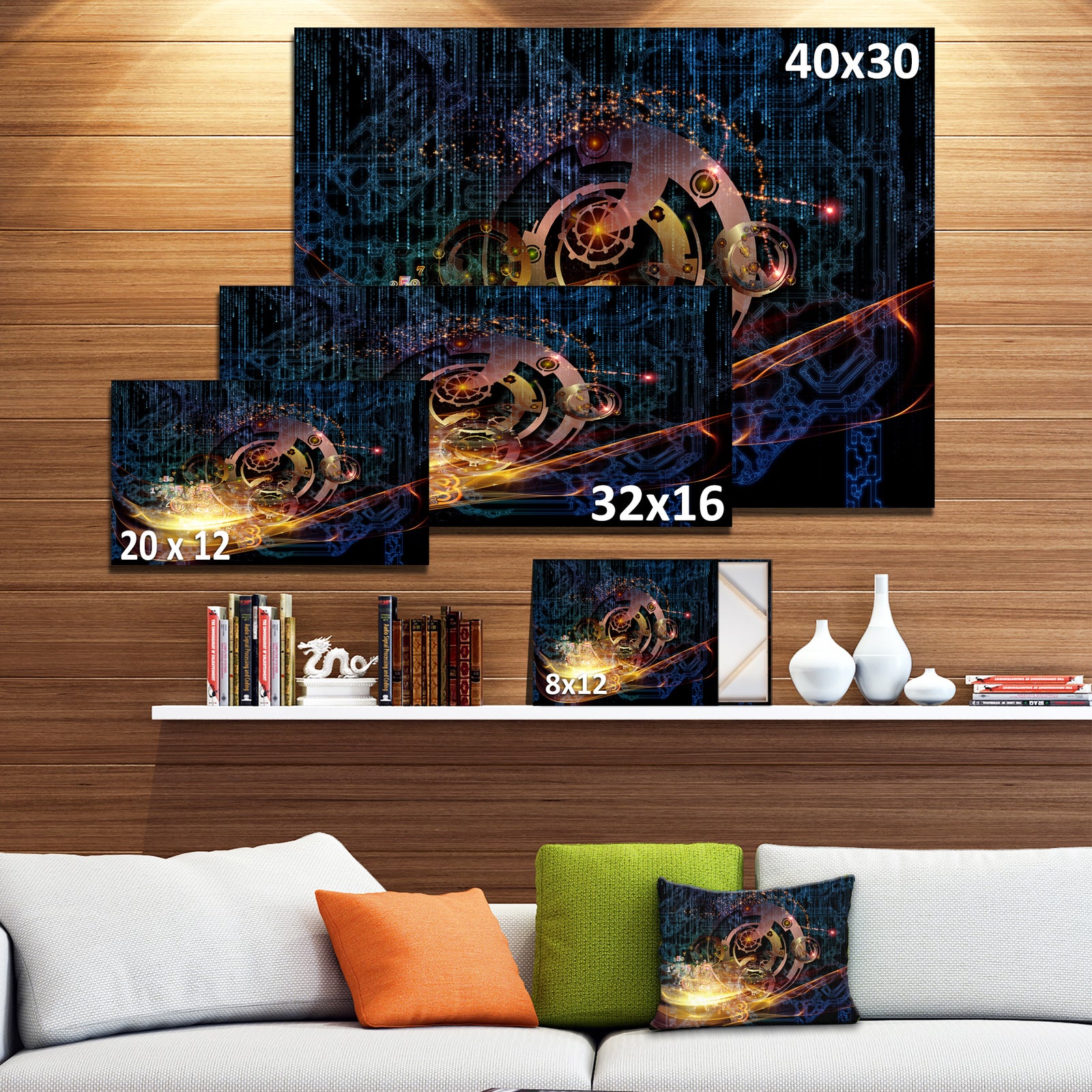 Lights of Gears - Abstract Digital Art Canvas Print