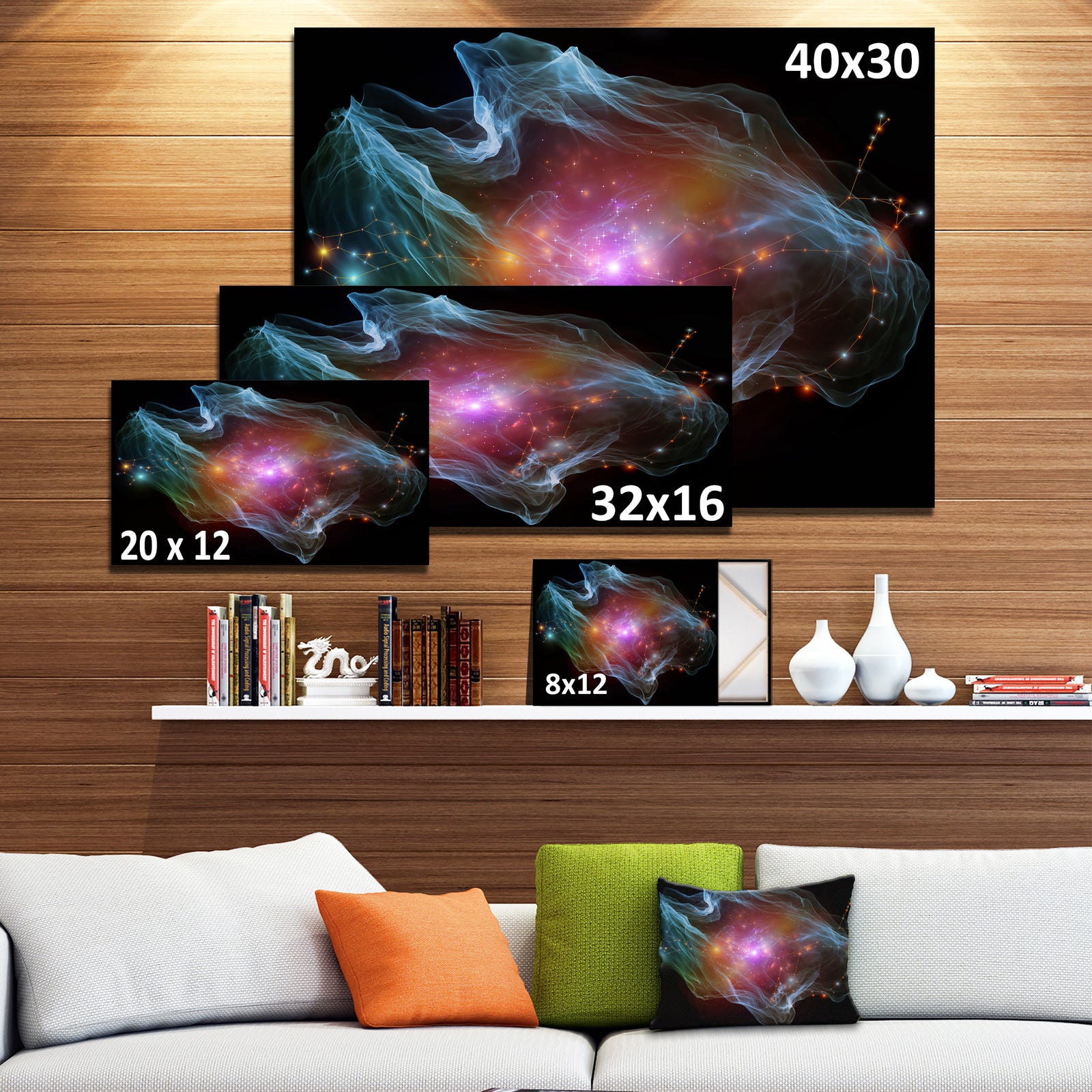 Purple Lights of Network - Abstract Digital Art Canvas Print
