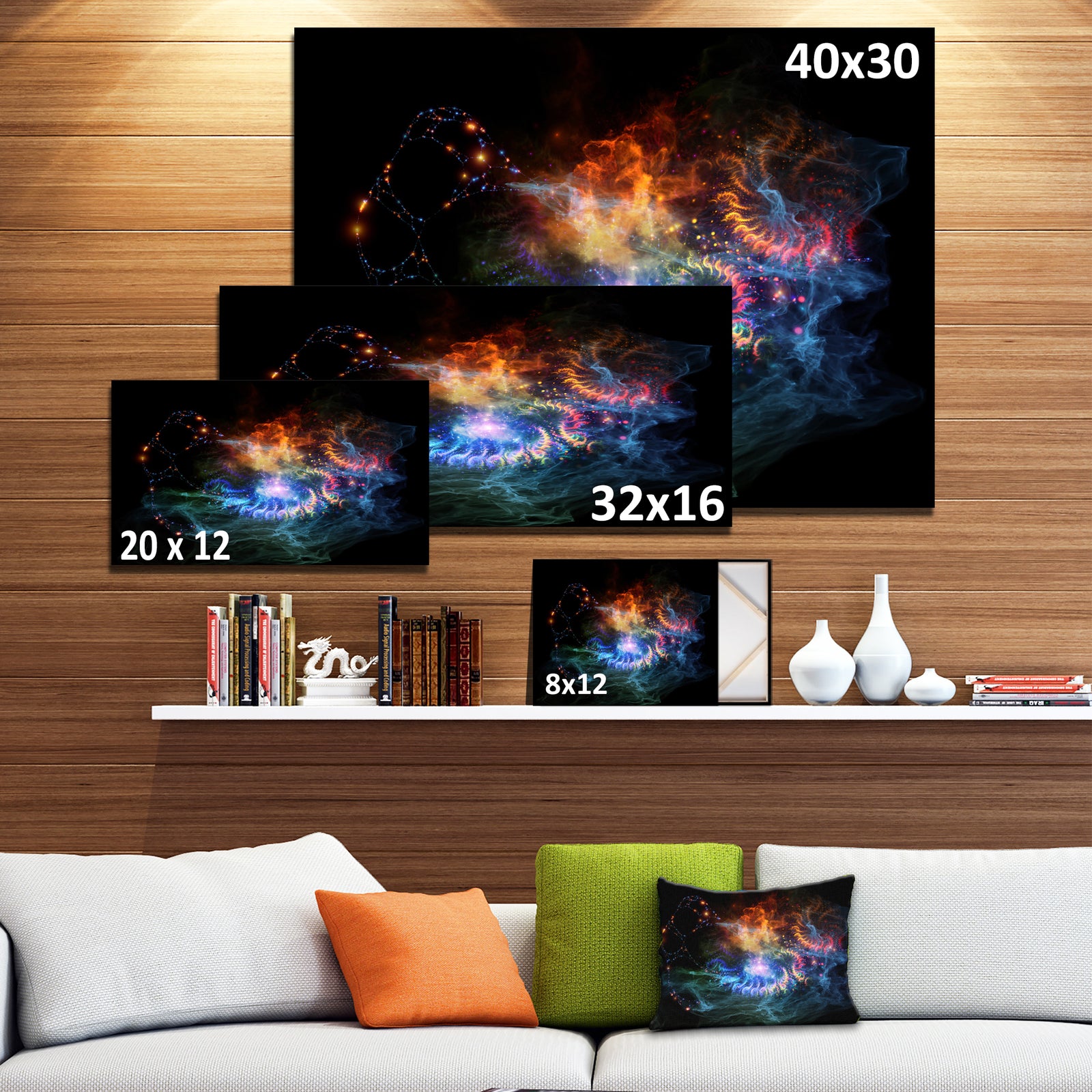 Flame Lights of Network - Abstract Digital Art Canvas Print