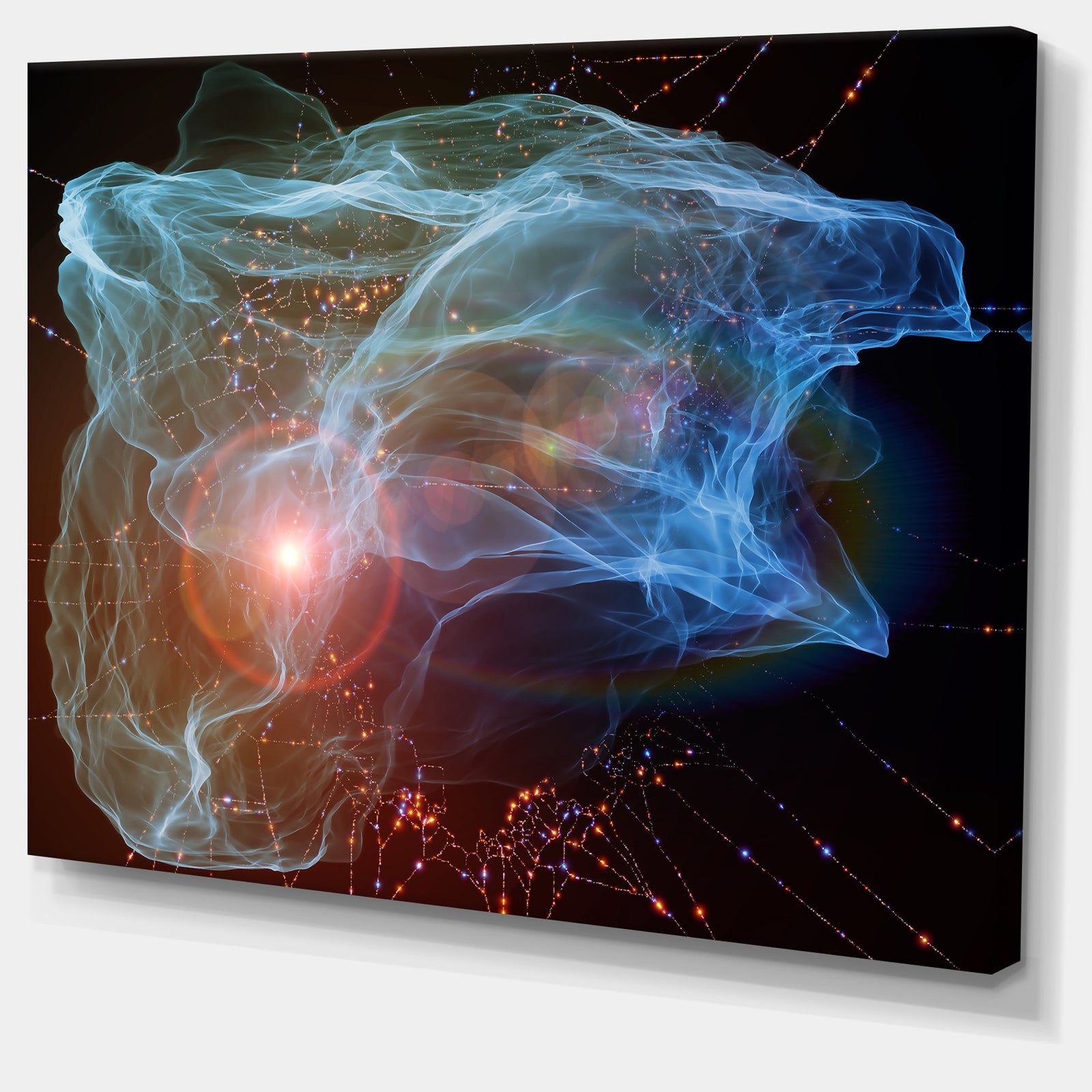 Light Blue Lights of Network - Abstract Digital Art Canvas Print