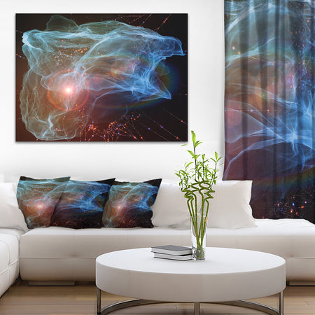 Light Blue Lights of Network - Abstract Digital Art Canvas Print