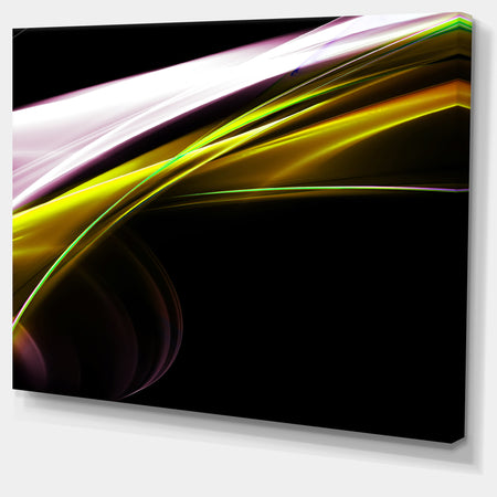 Fractal Lines Golden White - Abstract Digital Art Canvas Print