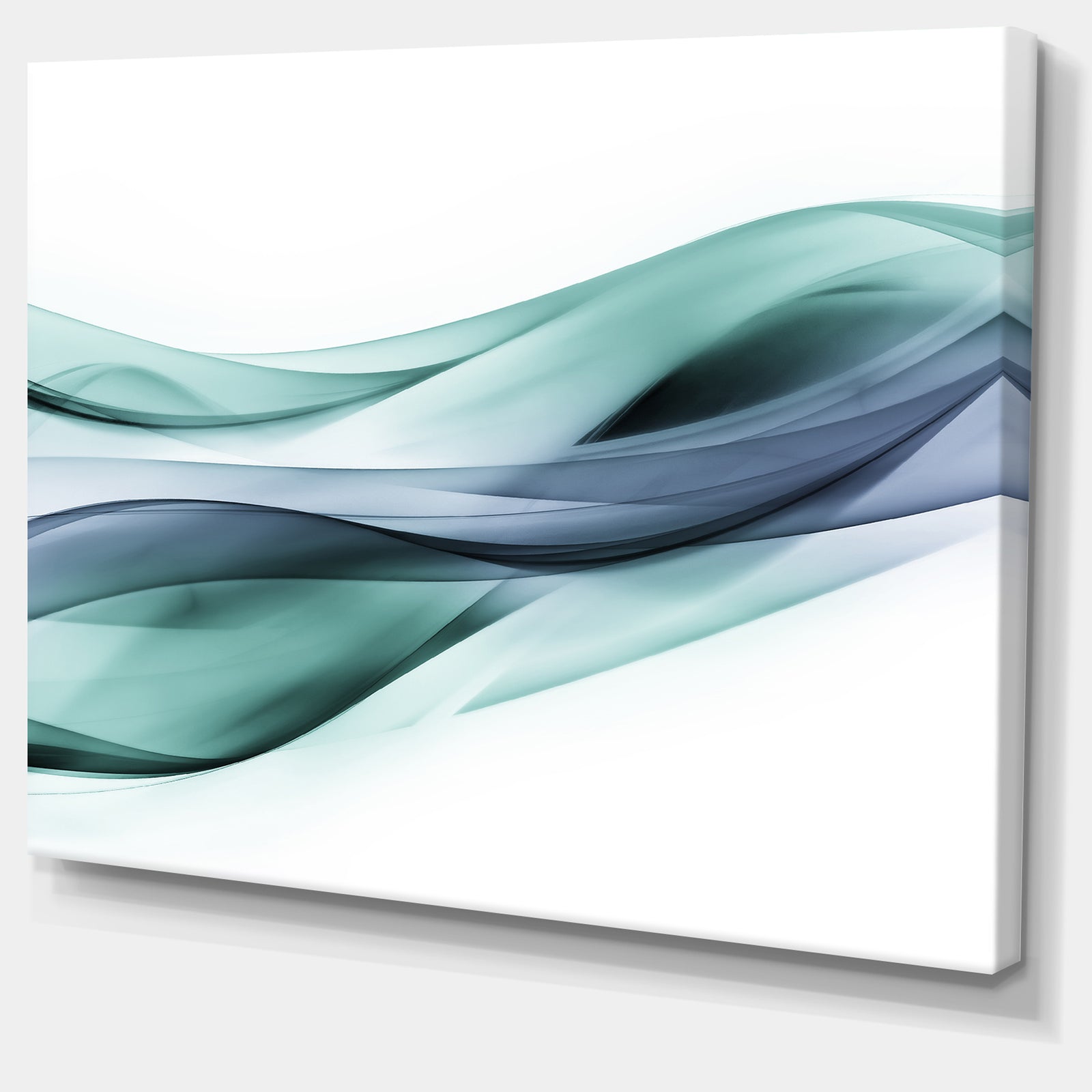 Fractal Lines Grey Blue - Abstract Digital Art Canvas Print
