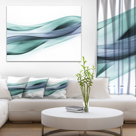 Fractal Lines Grey Blue - Abstract Digital Art Canvas Print