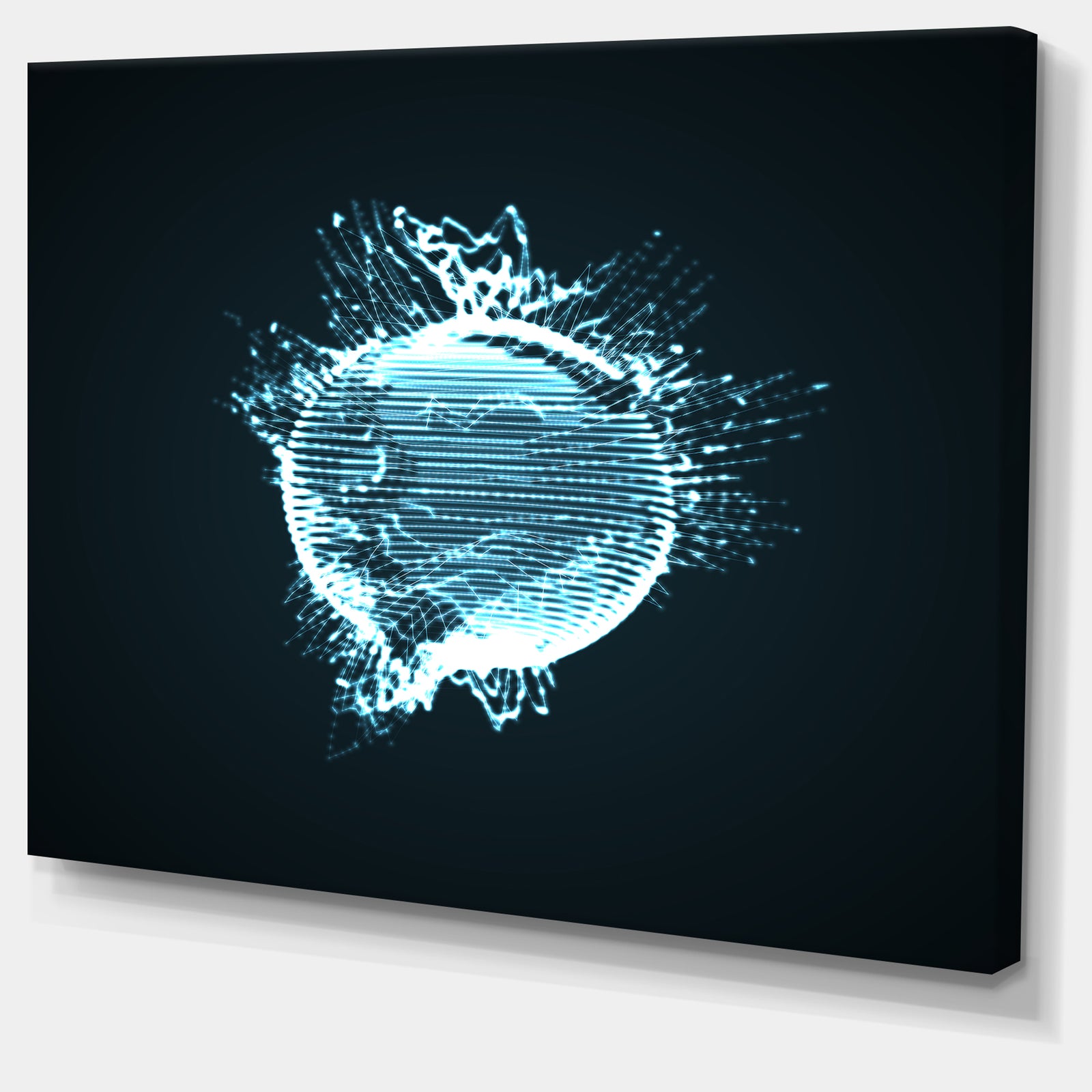 Glowing Blue 3D Sphere - Abstract Digital Art Canvas Print