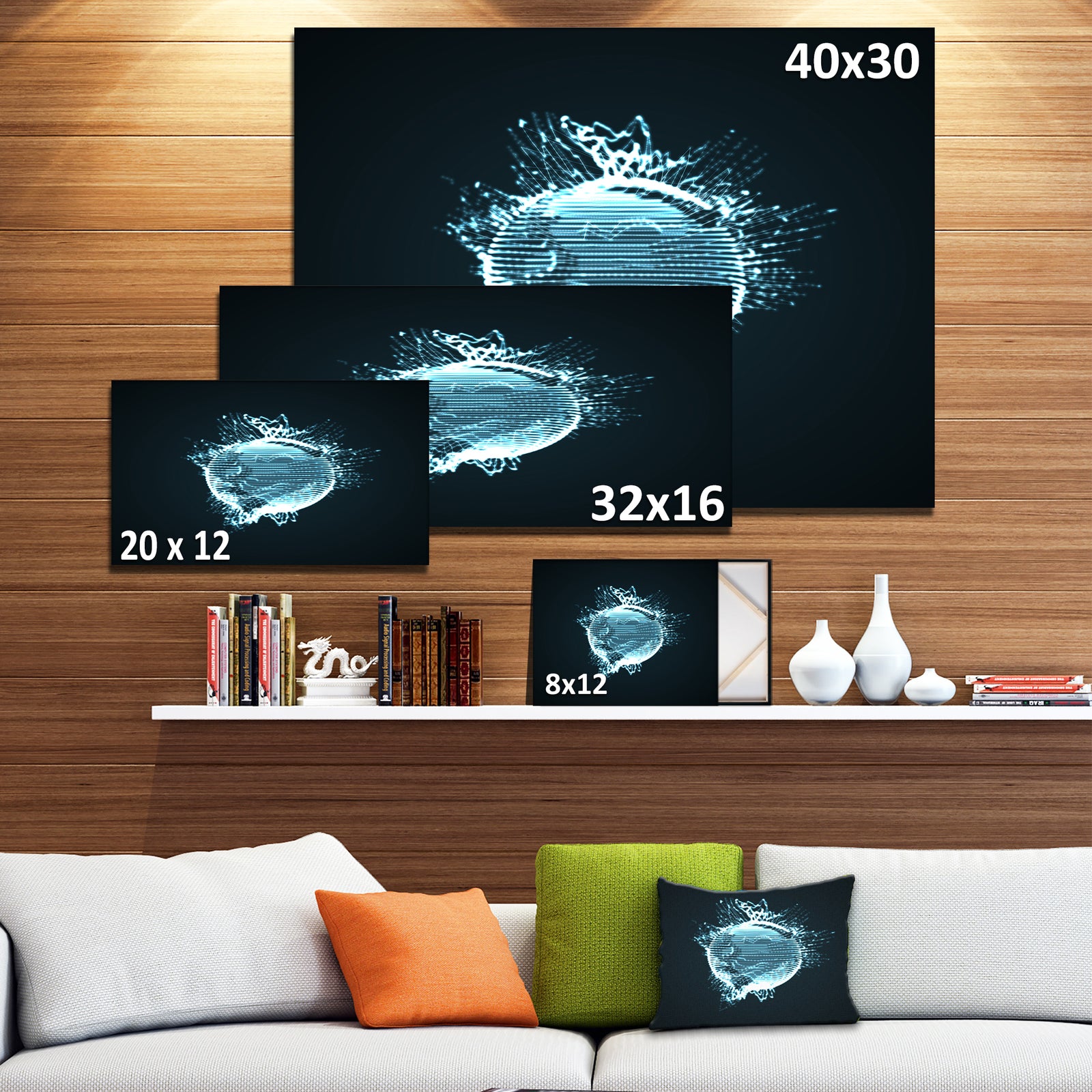 Glowing Blue 3D Sphere - Abstract Digital Art Canvas Print