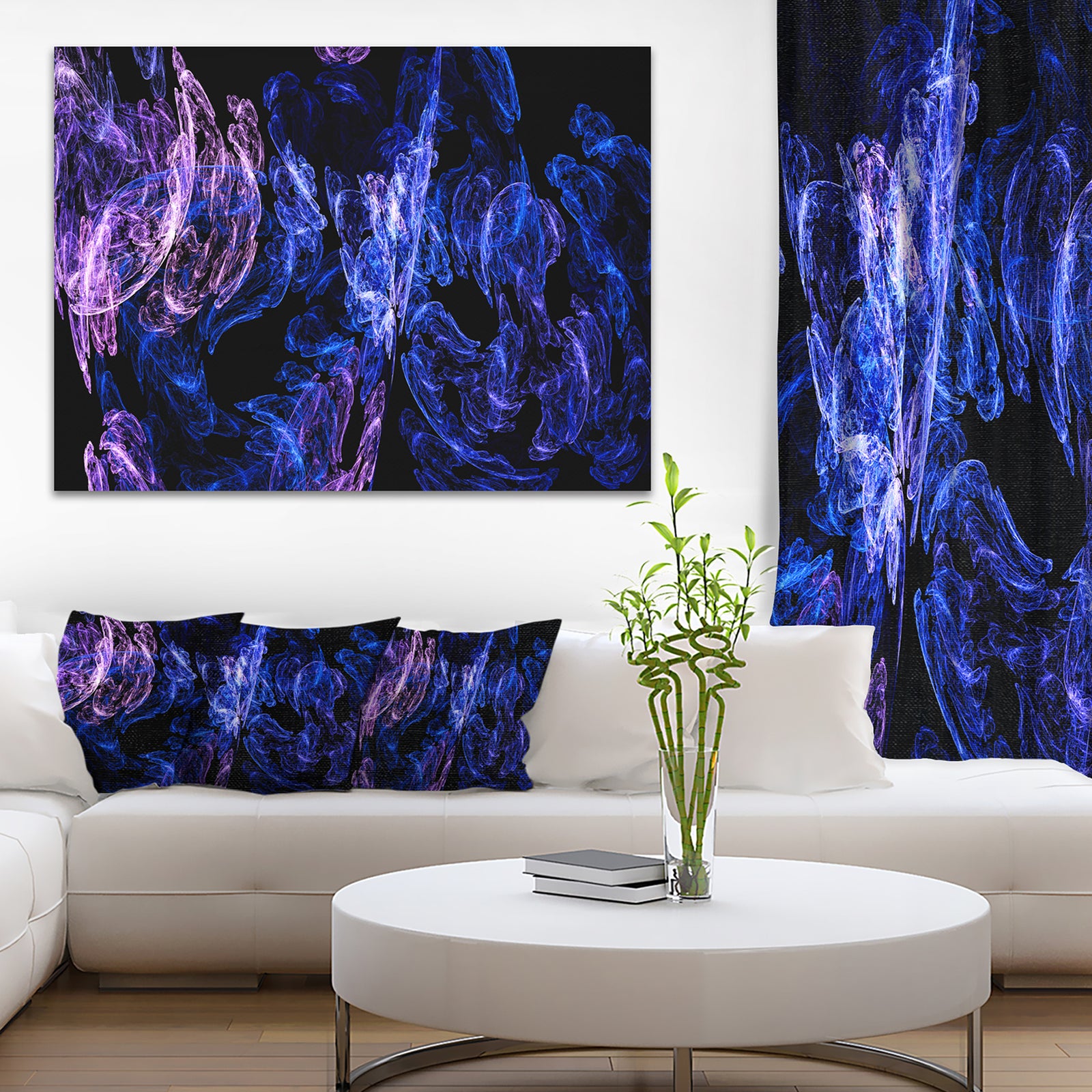 Dark Blue Fractal Desktop Wallpaper - Abstract Digital Canvas Print
