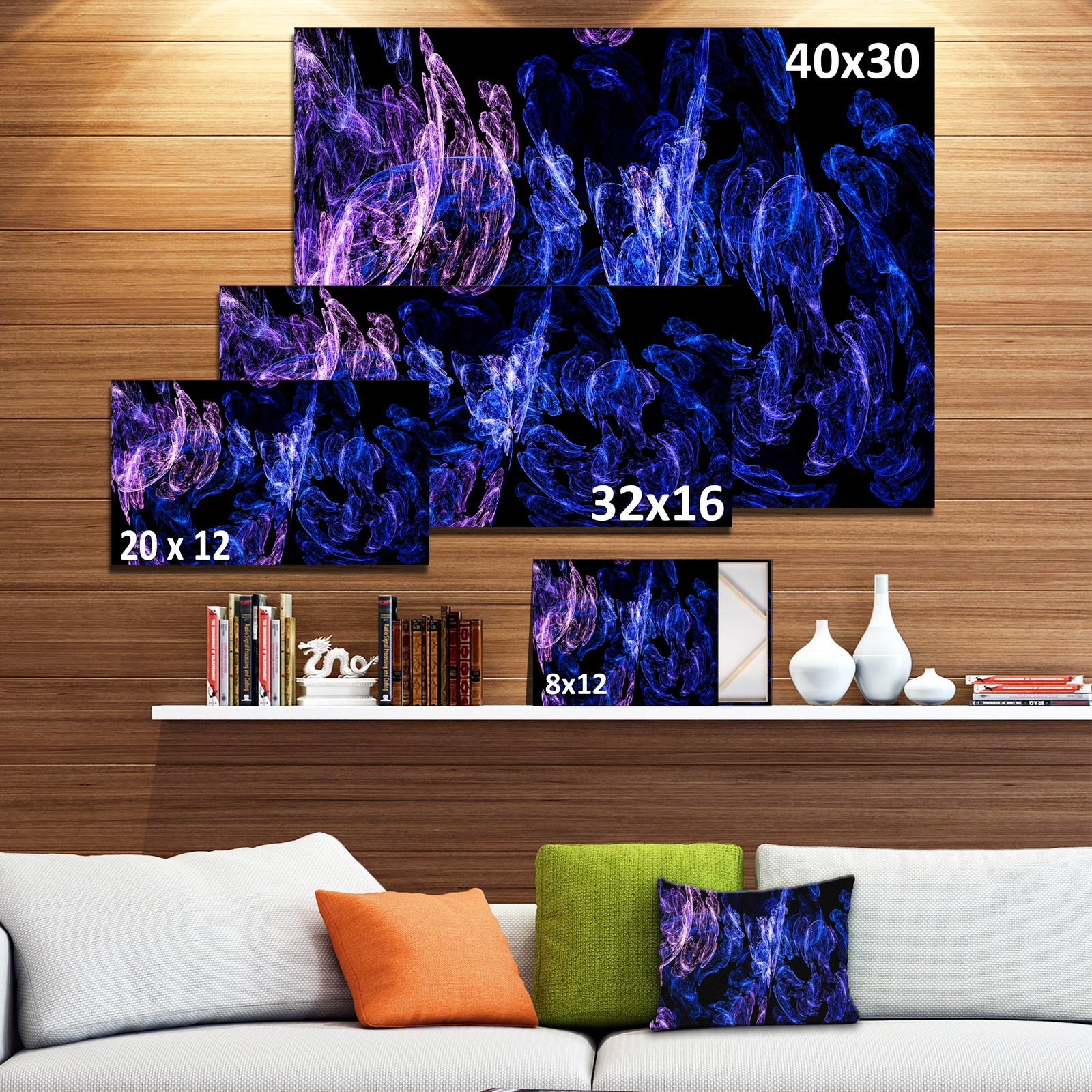 Dark Blue Fractal Desktop Wallpaper - Abstract Digital Canvas Print