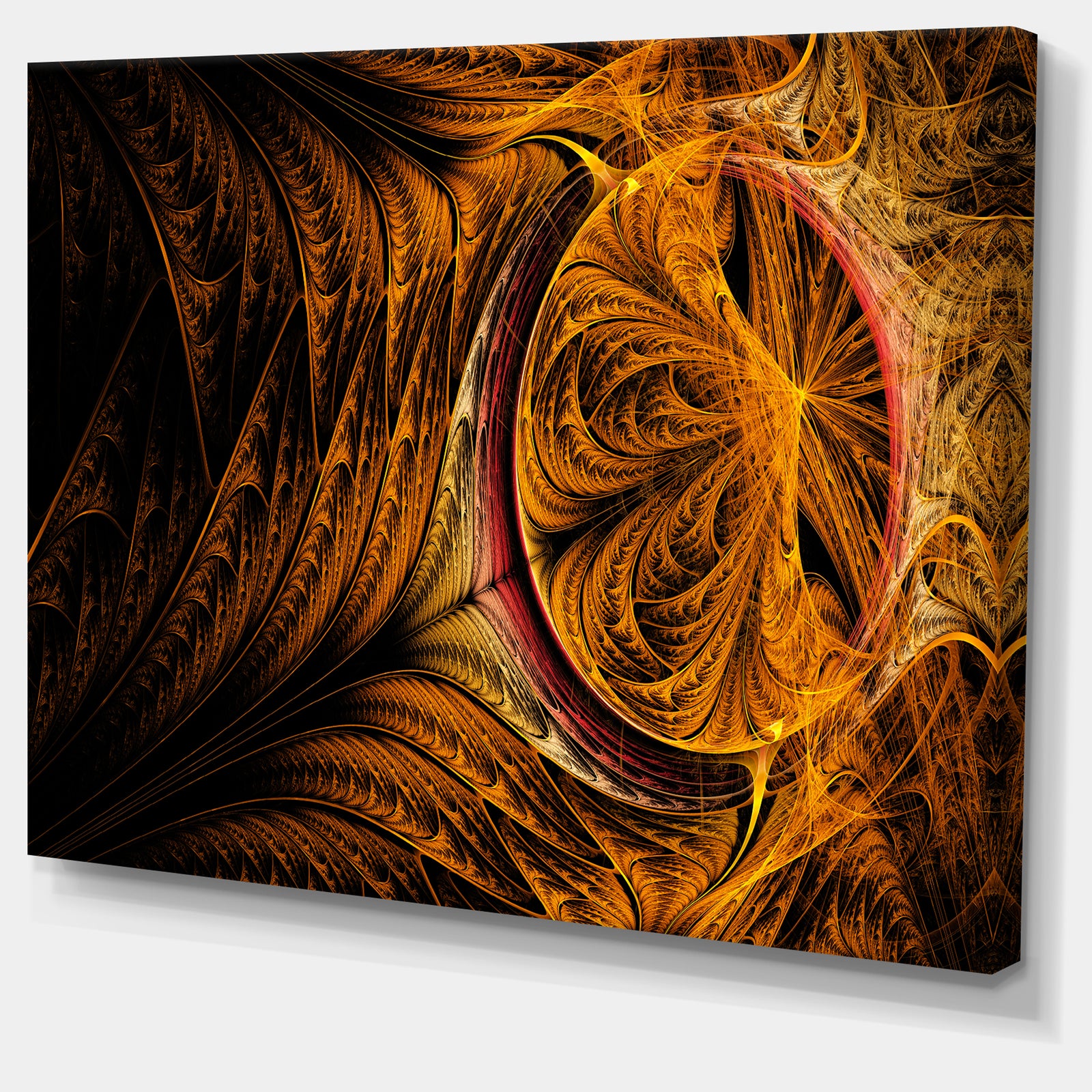 Golden Fractal Desktop Wallpaper - Abstract Digital Canvas Print