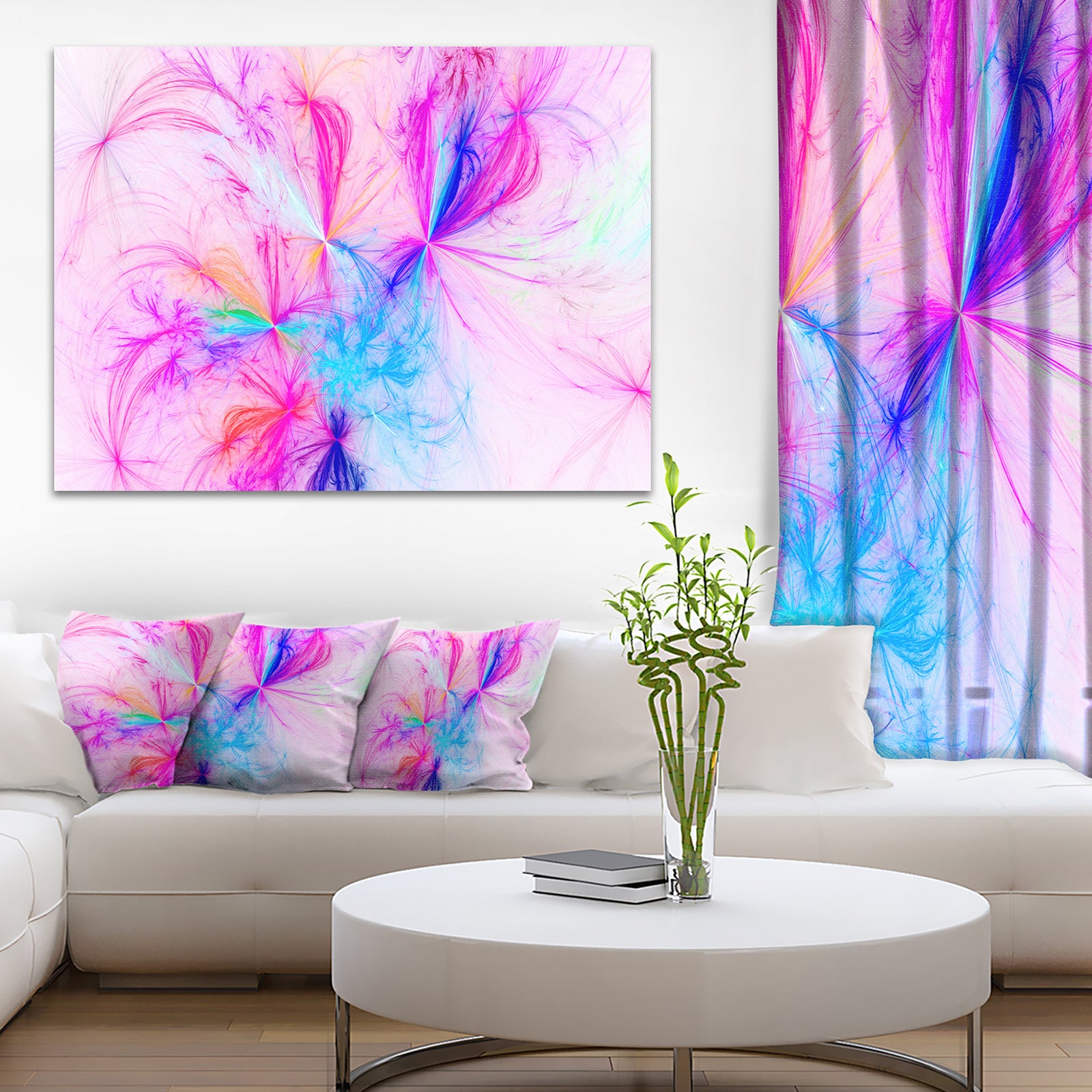 Christmas Fireworks Pink - Digital Art Canvas Print