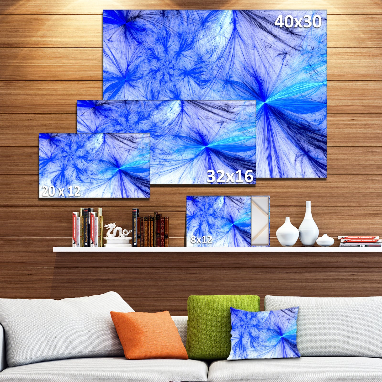 Christmas Fireworks Blue - Digital Art Canvas Print