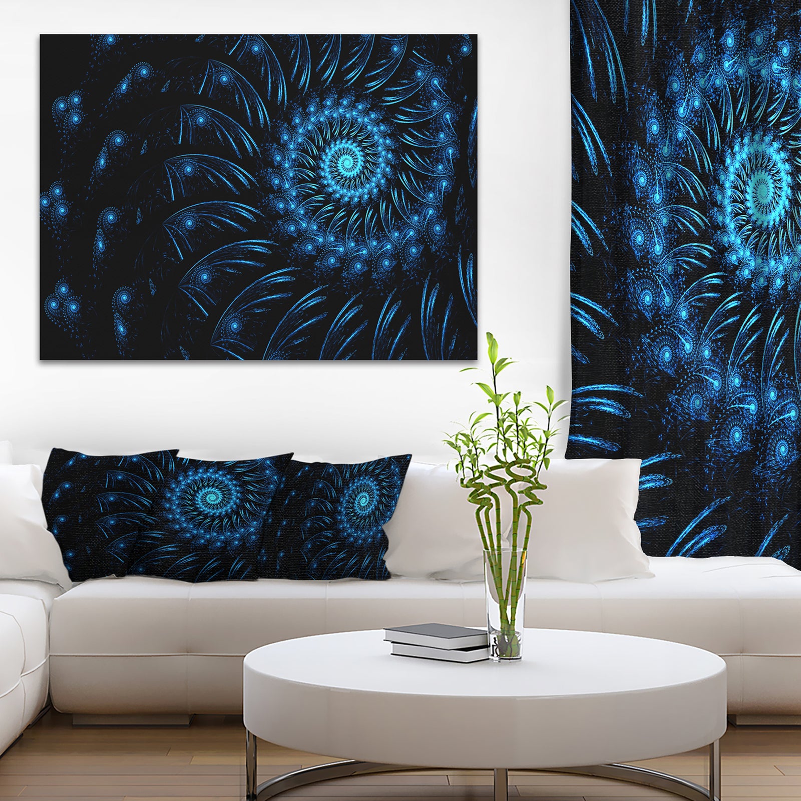 Endless Spiral Snail Blue - Abstract Digital Art Canvas Print
