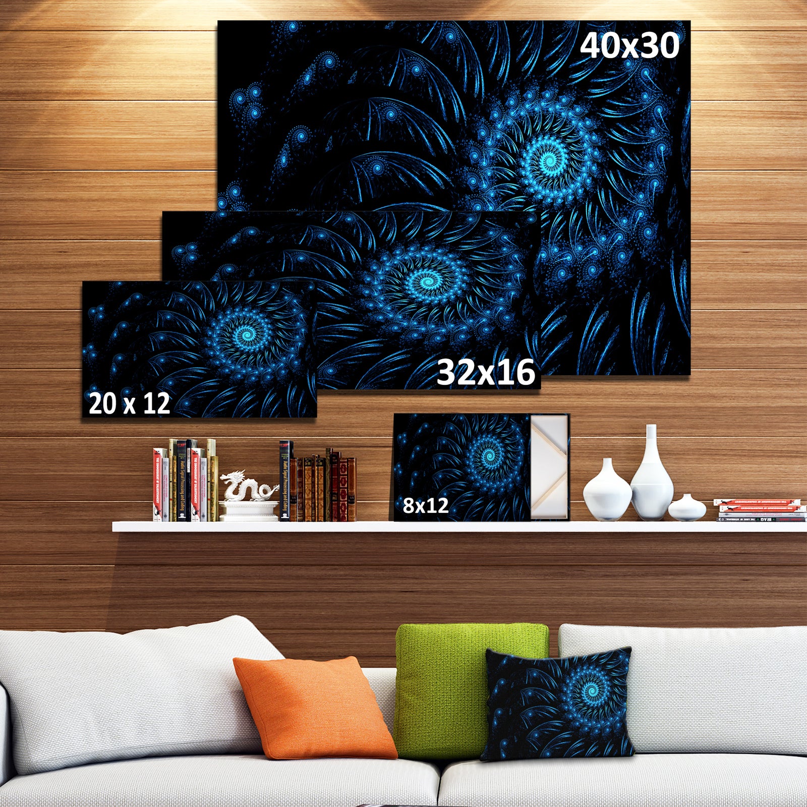 Endless Spiral Snail Blue - Abstract Digital Art Canvas Print