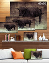 Bull Running on Vintage Paper - Animal Digital Art Canvas Print