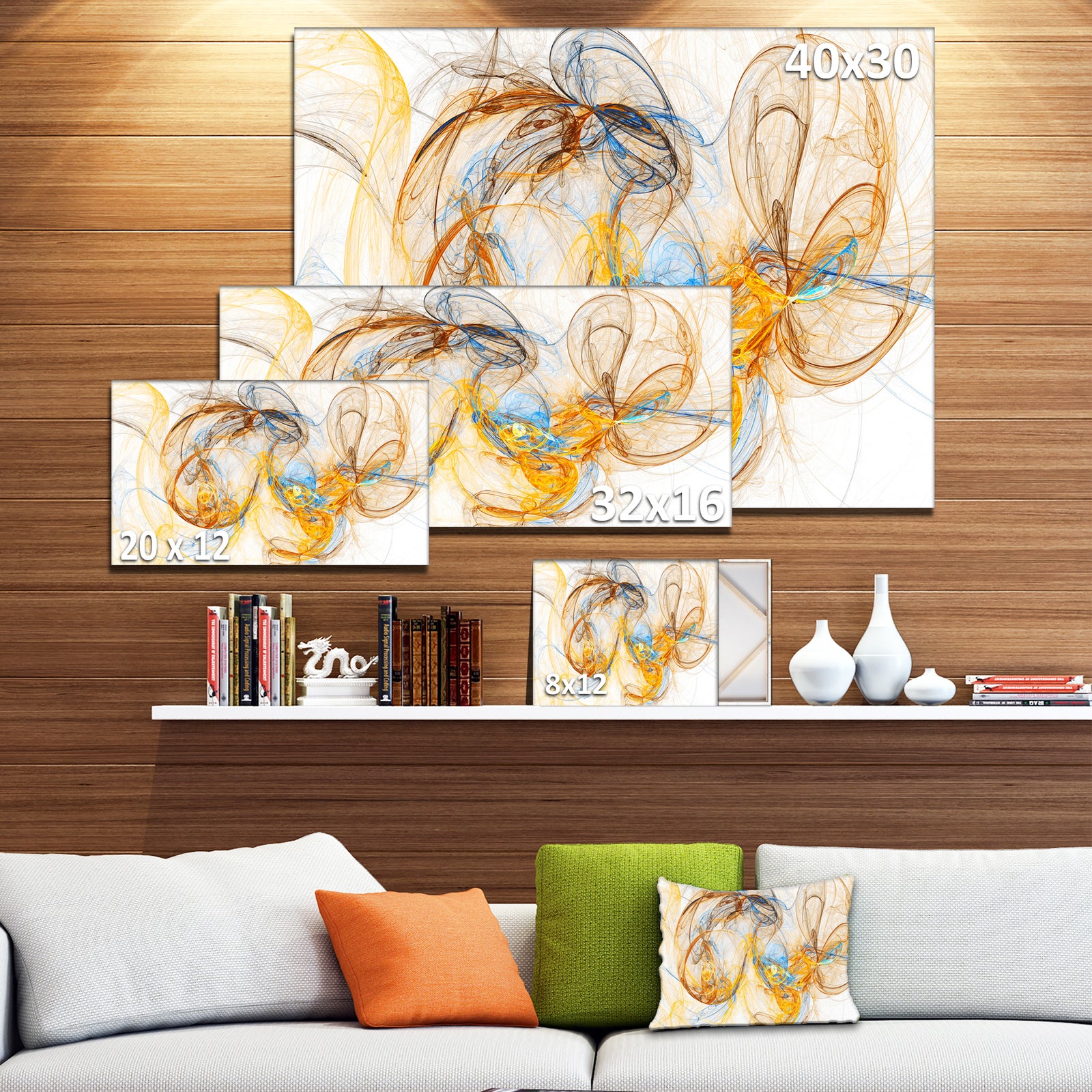 Billowing Smoke Yellow - Abstract Digital Art Canvas Print
