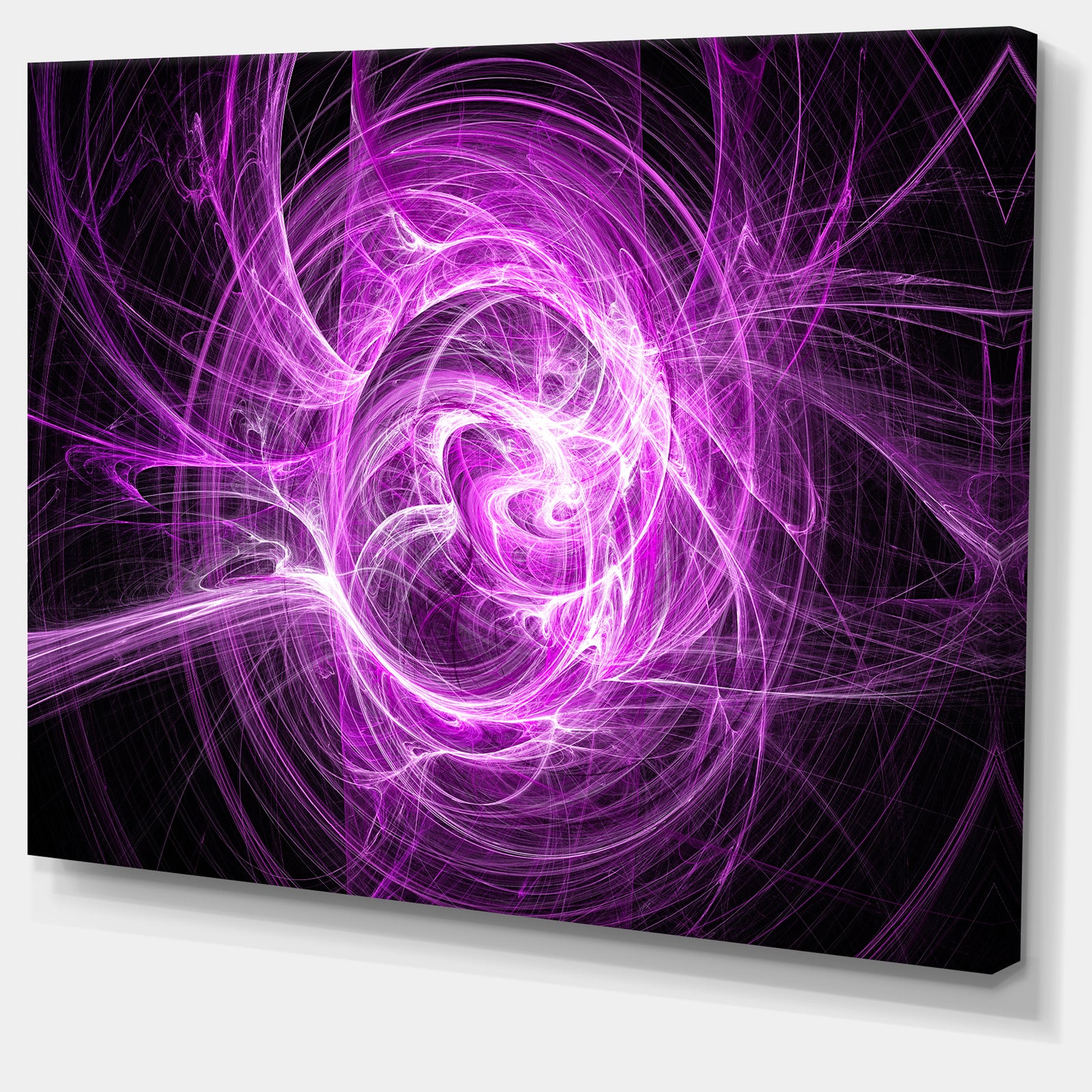 Wisps of Smoke Purple in Black - Abstract Digital Art Canvas Print
