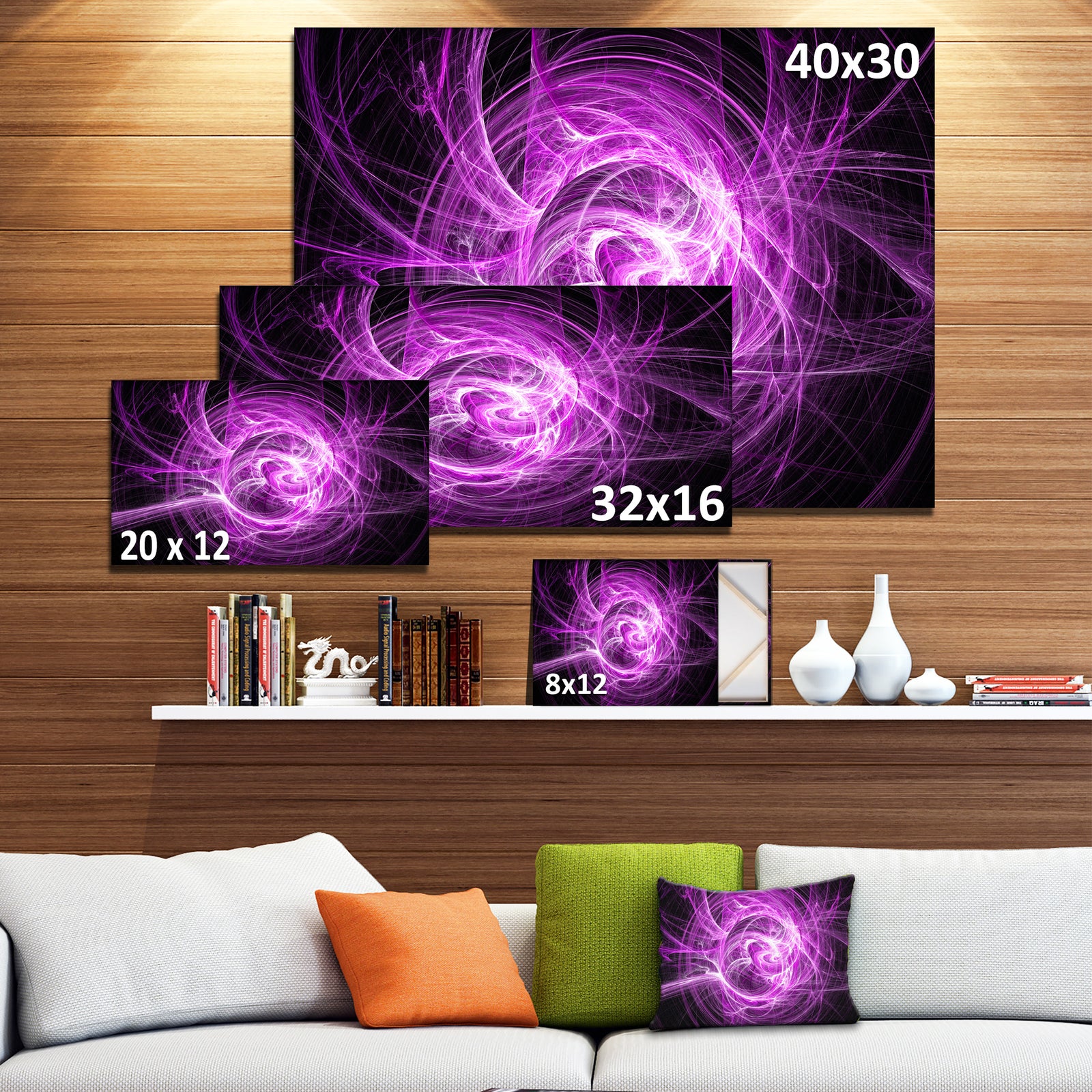 Wisps of Smoke Purple in Black - Abstract Digital Art Canvas Print